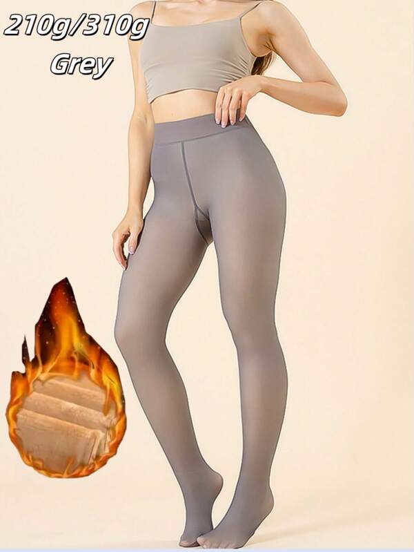 1 pieza Medias negras unicolor para mujer, sexy y transparentes, talla grande, elásticas, con forro térmico, calzoncillos de calentamiento para otoño/invierno (apto para 0-15°C)