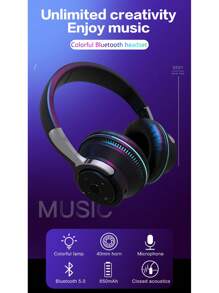 Casques d'écoute de jeu sans fil avec son surround 9D, lumières colorées, basses puissantes, réduction de bruit et microphone HD