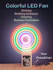 1 pieza Ventilador portátil LED personalizado, Mensaje LED personalizado (azul, rojo, verde opcional) que se puede mostrar en la hoja del ventilador, mango personalizable con tu foto o logotipo 9:16 (25 mm * 44.4 mm). Regalo personalizado ideal para fiesta de cumpleaños/ambiente de amor/accesorios de animación/felicitaciones/promoción de negocios. Portátil, funciona con batería (3 AAA), 3600 rpm, 3 vatios. - Ventilador LED - Ver 4