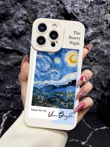 1 件白色艺术小镇图案 TPU 防震手机壳，适用于 Apple 16、15、14、13、12、11 Pro Max - 彩色 - 查看 1