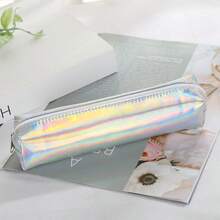 1 件彩虹色激光设计文具铅笔盒，大容量男女通用收纳袋 - 彩色 - 查看 5