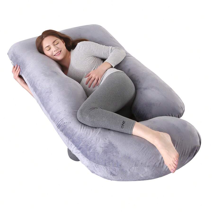 Ubravoo 66 Inch G-Shape Full Body Pregnancy Pillow,  Abdominal Hips Back And Legs Best Support Side Sleeping Lumbar Protect Maternity Pillow, Ideal Relief For Pregnant Women Support With Washable Cover,Pregnant Women's Ultimate Comfort And Relaxation - Grey - View 1