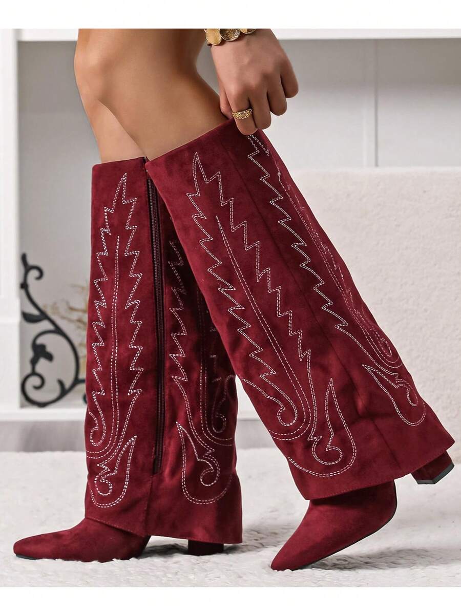 Folded Over The Boot Holiday Vacay Vibe For And Summer Shoes Spring Shoes Spring Break Easter - Burgundy - View 1