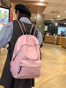 School Backpack, Students Bookbag, Campus Bag, College Style, Campus Bag, Back To School, Rucksack, Backpack For Middle/High School Girls, Indie Style, Aesthetically Design, Backpack For Female University Students - Multicolor - View 7