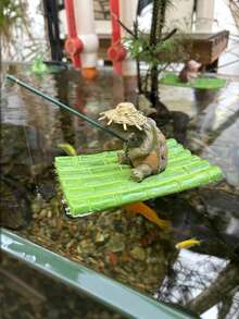 1pc Resin Bamboo Row Floating Hedgehog And Turtle Fishing Figurine, Garden Pond Decoration, Suitable For Courtyard, Garden, Rockery, Swimming Pool, Fish Tank, Water Landscape Decoration. - Multicolor - View 7