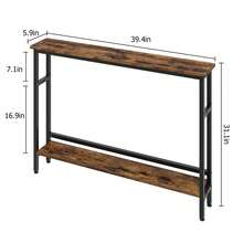 5.9"W Narrow Console Table, 2 Tier Skinny Behind Couch Table For Living Room, Slim Sofa Table With Adjustable Shelf, Industrial Hallway Table For Entryway, Foyer - Brown - View 2