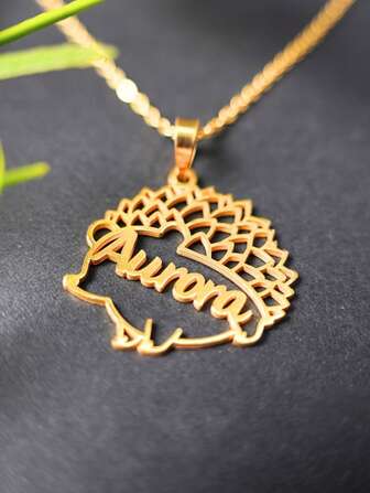 Customized Cute Hedgehog Name Necklace, Personalized Animal Shaped Jewelry, Nature Animal Lover Necklace, Graduation Gift For Friends, Minimalist Jewelry, Christmas Gift