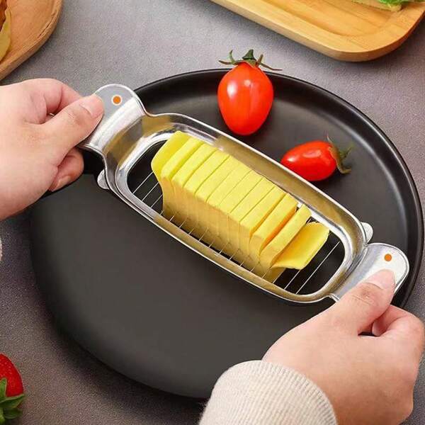 1 pieza Cortador de queso/mantequilla de aluminio, herramienta de cocina para rebanar queso, foie gras, mantequilla, portátil y fácil de limpiar