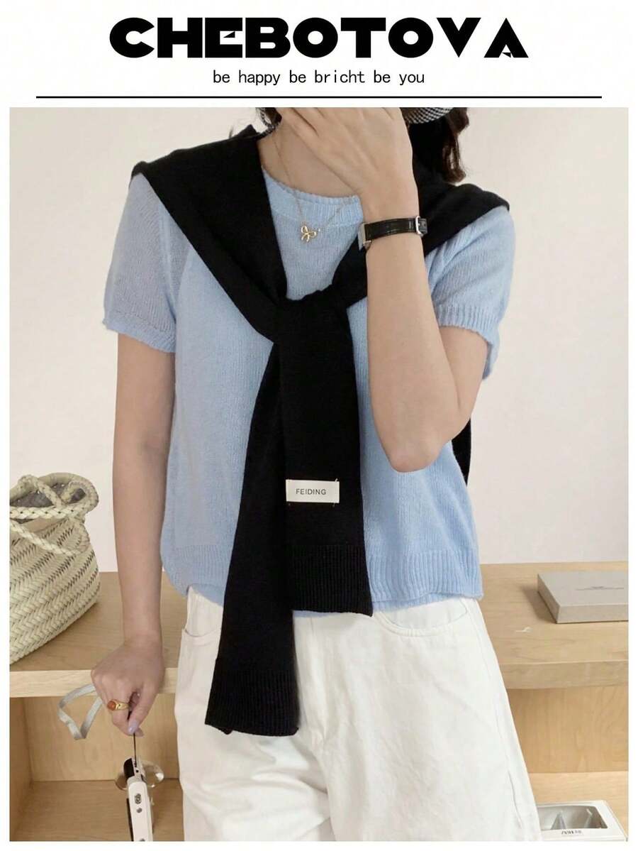 1 Áo len cardigan trơn nhãn màu cho nữ, áo len, khăn choàng, áo sơ mi, phòng máy lạnh, che vai cho váy - Nhiều màu - Xem 1