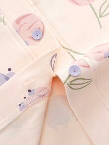 2 pièces/Set Femmes Pyjama Ouvert Devant Col V, Haut à Manches Longues et Pantalon Long, Vêtements Confortables pour la Maison, Printemps/Automne, Vêtements Automne Hiver - Parme - Voir 7