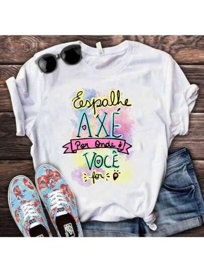 Camiseta Religiosa 100% Algodão Umbanda Candomblé Espalhe Axé Envio Imediato Premium