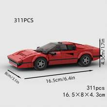 MIKEMENG Đồ chơi khối xây dựng xe đua siêu xe màu xanh/đỏ, Bộ đồ chơi xây dựng mô hình xe tự làm, Đồ chơi xây dựng công nghệ và kỹ thuật, Đồ chơi xe hơi cho bé trai và người lớn, Quà tặng sưu tập tốt nhất cho Halloween, Giáng sinh và sinh nhật - người mẫu - Xem 8