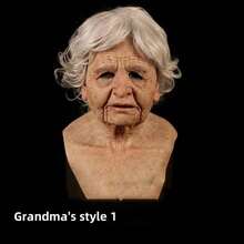 1 件逼真的老人/女人面罩，乳胶老人角色扮演道具面罩，万圣节服装配饰 - 彩色 - 查看 4