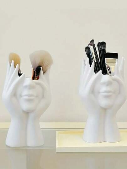 1件装人体造型多功能桌面收纳笔筒化妆刷收纳袋，房间装饰，包袋，化妆包，梳妆台，旅行，化妆包，旅行必备，收纳整理，储物，旅行必备，化妆品收纳盒，化妆包，洗漱包，桌面收纳盒，化妆包，化妆袋，化妆品收纳盒，梳妆台配件，化妆袋，化妆包，珠宝盒，收纳袋，化妆刷架，刷架，香水收纳盒，收纳袋，女士礼物，圣诞礼物，女士礼物创意