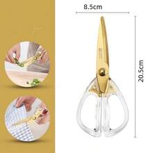 1pc Transparent Handle Kitchen Scissors - Dexterous Grip, Anti-Rust, Sharp, Meat, Outdoor Emergency, Vegetable Scissors, Golden Appearance, Elegant, Suitable For Kitchen, Office Daily Use, Perfect Gift For Women - Gold - View 7