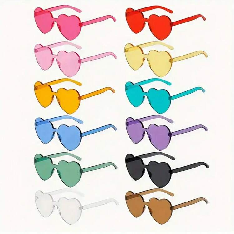 Heart-Shaped Fashion Sunglasses |   Festival Parties, Party Glasses, Fashion Sunglasses, Party Supplies, Lightweight Frames |   Great For Parties, Photo Booths And Valentine's Day |   Cute Color Designs, Men And Women |   Ideal Gift For Teenagers, Friends And Couples - 粉色 - 查看 1