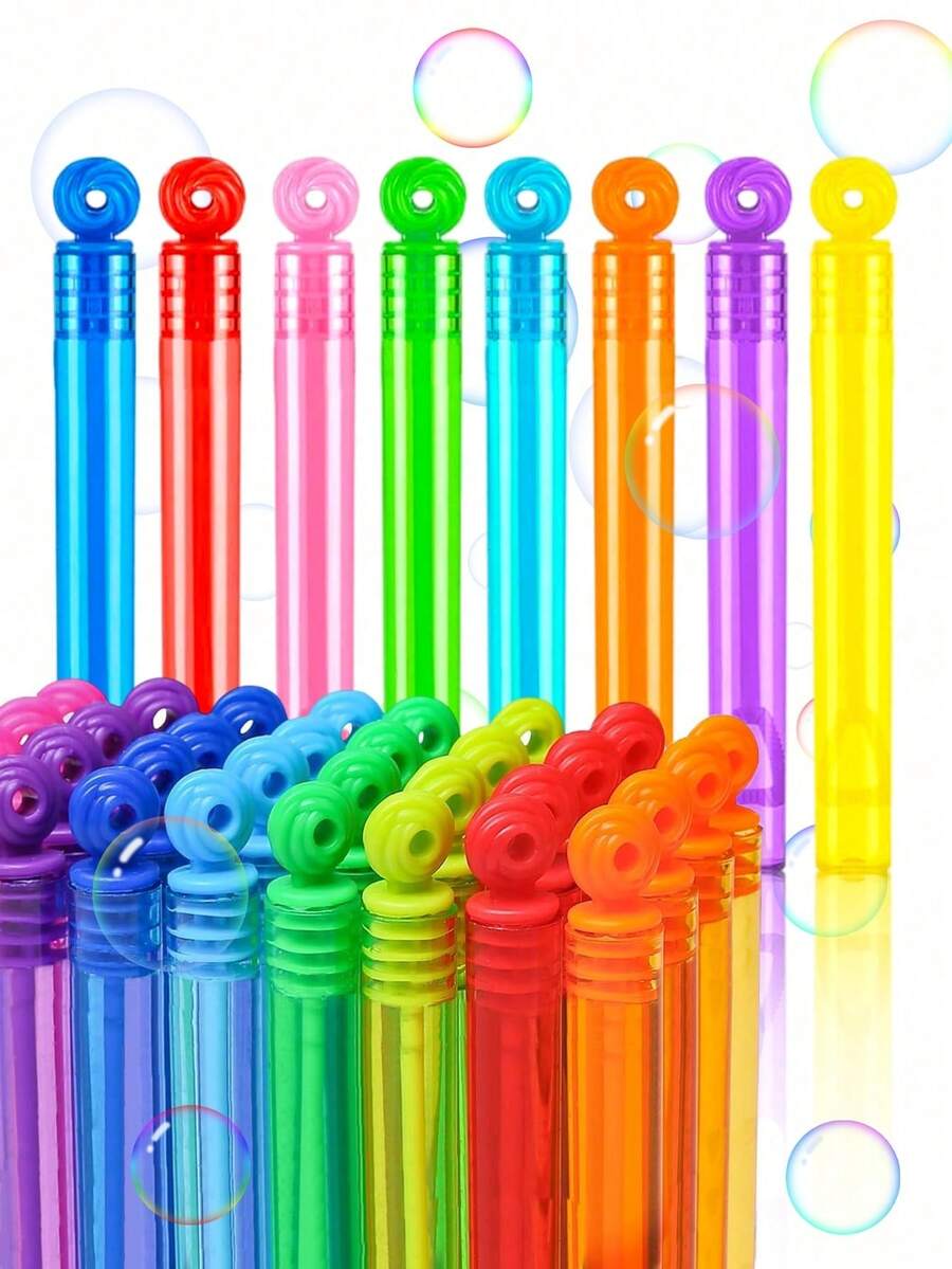 12/24/48/60 قطعة عصا فقاعات على شكل وردة، عصي فقاعات يدوية صغيرة، أنابيب فقاعات ملونة، هدايا حفلات (سائل الفقاعات غير مشمول) - متعدد الألوان - مشاهدة 1