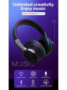 Casques d'écoute de jeu sans fil avec son surround 9D, lumières colorées, basses puissantes, réduction de bruit et microphone HD