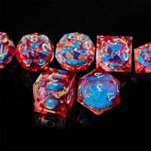 7pcs Set Dice Suit For Role Play Tabletop Games, Christmas & Birthday Gift, Suitable For Digital Teaching And Collection, Desktop Game Toys, Liquid Core Flowing Sand Polyhedral Dice Set
