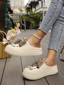 Damskie sandały EVA z kokardką, buty na platformie, miękkie, oddychające i antypoślizgowe buty ogrodowe, buty letnie/na zewnątrz/na plażę. - Kolor khaki - Zobacz 3