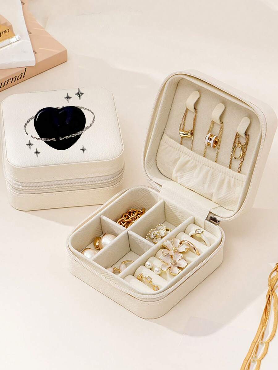 珠宝收纳盒，耳环，项链，配饰收纳盒，戒指，便携式旅行珠宝盒