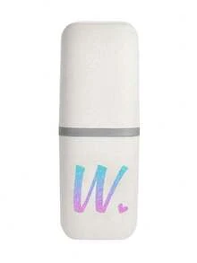 1pc Blue And Pink Gradient Glitter Heart Initials A-Z White Portable Toothbrush Case, Keep Your Toothbrush Clean And Safe On The Go!Travel Toothbrush Holder, Portable Toothbrush Cup Cover