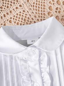 Áo sơ mi cổ tròn xếp ly tay đèn lồng cổ điển cho bé gái, áo cánh dài tay màu trắng phong cách cổ điển phù hợp cho trường học, tiệc tùng, biểu diễn và những dịp trang trọng - trắng - Xem 4