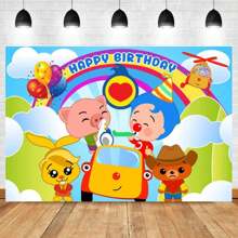Fondos para fotografía de decoración para fiesta de primer cumpleaños de niños con diseños de payasos, globos, arcoíris y dibujos animados (múltiples estilos)