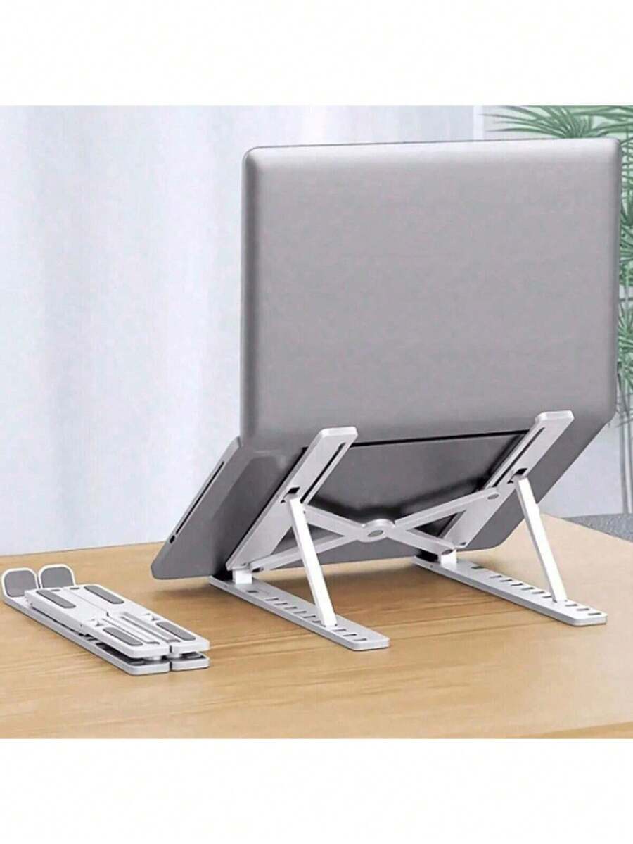 1pc Laptop Stand Foldable Adjustable Cooling Base Desktop Tablet Portable Stand For All Laptop Models Plastic Material 10 Angle Adjustable
