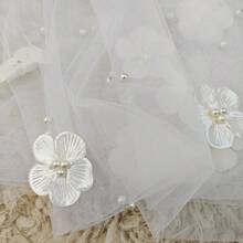 3 件套柔软蕾丝网珍珠包裹枕头和头带套装，白色粉色新生儿摄影道具襁褓枕头男孩女孩婴儿照片道具服装蕾丝帽拍摄摆姿配件 - 彩色 - 查看 4