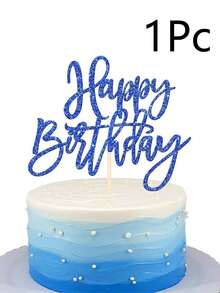 Bamboo Happy Birthday Cake Topper, Sparkling Glittery Non-Electric Decoration For All Ages, Universal Holiday Party Accessory, Featherless - Multicolor - View 13
