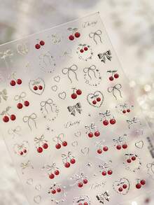 Beautizon Nailartlab 1片5D金属美甲贴纸，精致蝴蝶结草莓美甲贴纸，自粘式，适用于DIY美甲配件、美甲用品、美甲贴纸 - 彩色 - 查看 4