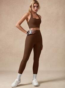 NcmRyu 1 Set Women High Stretch Yoga Pilates Running Training Casual Sports Suit