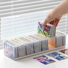 Caja organizadora compartimentada de plástico transparente con capacidad para más de 550 tarjetas de juego, caja de almacenamiento portátil con divisor ajustable para tarjetas - Solo caja - Ver 4