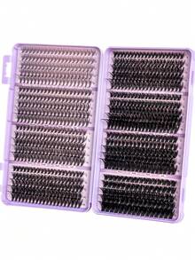 MEM DIY睫毛嫁接套装，770D卷翘单根睫毛嫁接套装，包含镜子、睫毛收纳盒、睫毛胶水和卸妆液、镊子、睫毛刷，适合初学者、旅行、日常佩戴、婚礼、约会、派对、节日等场合，也是圣诞节/万圣节/送礼佳品。 - 黑色 - 查看 10