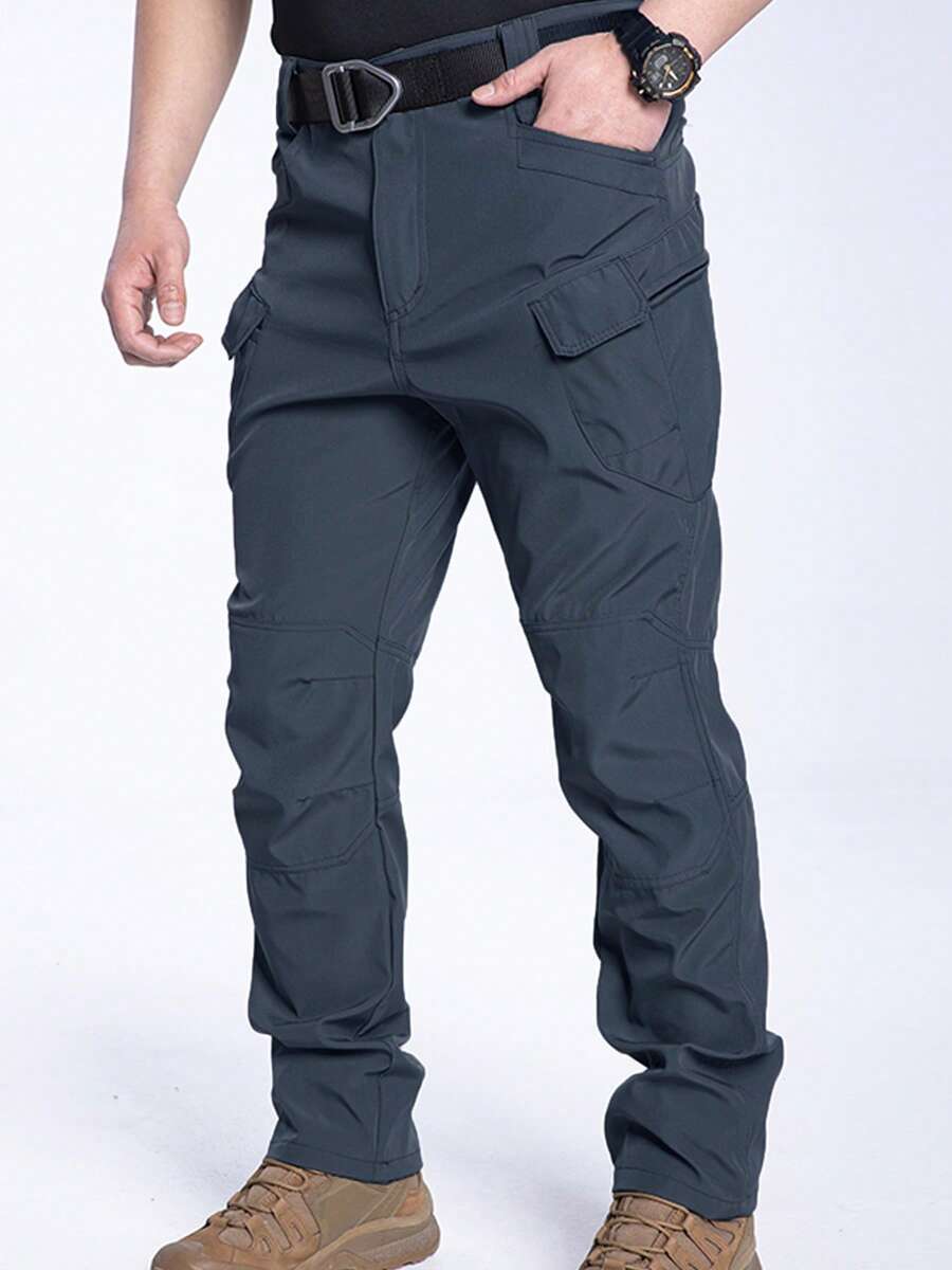 Men's Spring Autumn City Cargo Elastic Pants Trekking Hiking Camping Climbing Running Sports Cycling Work Outdoor Trousers - 黑色 - 查看 1