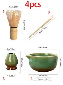 1 件/4 件陶瓷抹茶茶具套装，包括抹茶碗、抹茶搅拌器、抹茶杯、抹茶勺，用于抹茶准备、甜点、饮料、日式礼盒、宋代抹茶搅拌工具套装、节日礼物套装返校