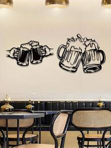 1pc Of "Cheers" Beer Glass Metal Wall Art, Metal Sign With Beer Glass Silhouette, Durable Indoor/Outdoor Wall Decoration, Suitable For Home, Bar, Cafe, Party, Restaurant, Kitchen, Etc., Perfect Gift For Beer Lovers, Halloween, Thanksgiving, Christmas Gift, Ideal Holiday Gift