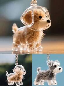 1pc Transparent Cute Dog Hair Storage Hanging Decor, Pet Hair Collection Box For Golden Retriever Schnauzer Hair Keychains