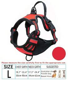 防拉扯狗背带，配备双牵引绳夹，可调节软垫反光牛津布背心（防勒颈），易操控手柄——适合所有尺寸的狗狗。下单前请确认尺寸！（仅包含背带，牵引绳另售！）