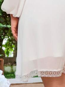 加大短款雪纺毕业派对礼服简约订婚礼服新娘活动单身派对新娘送礼会早午餐蜜月婚礼招待会彩排毕业酒会 - 白色 - 查看 12