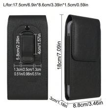 1 件黑色荔枝纹垂直手机腰包，男士手机腰包，通用智能手机腰包，带扣手机皮套 - 黑色 - 查看 8