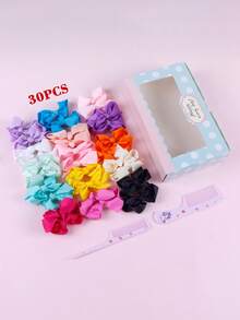 32 Pcs Assorted Color Bowknot & Duck Bill Hair Clips, Comb For Daily Use, Gift Box Included - Multicolor - View 9