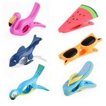 4 件/2 件沙滩巾防风夹适用于沙滩椅露台和泳池配件卡通眼镜鸡尾酒杯毛巾夹趣味装饰衣夹适用于家庭（可爱风格），毛巾夹，沙滩椅毛巾夹