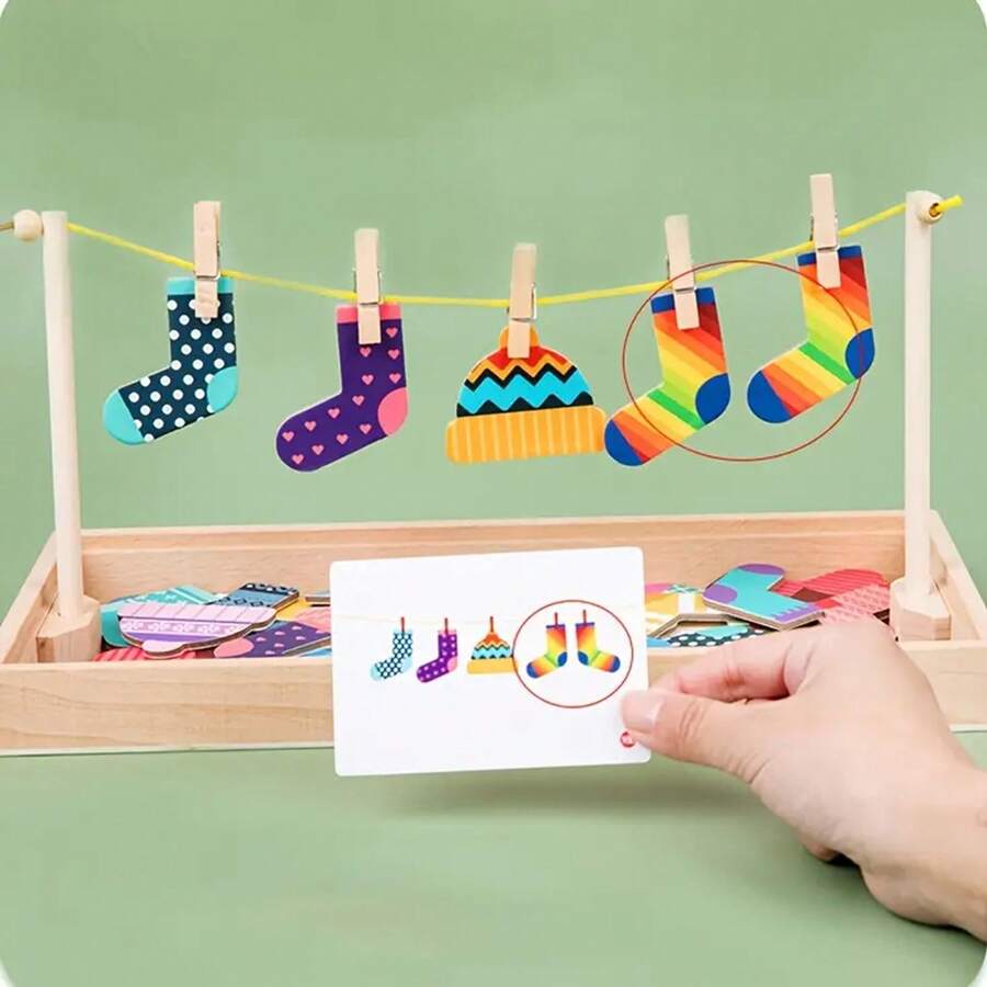 26/53pcs Children's Colorful Life Skills Matching Game - Mixed Color Educational Cognitive Toys, Paper Material, Suitable For Primary School And Kindergarten, Sock And Glove Pairing Game - Random Color Styles