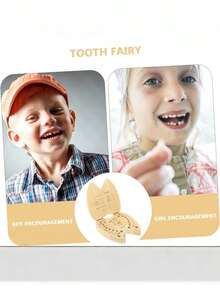 2 piezas/1 pieza- Caja para guardar dientes de bebé, caja de almacenamiento de dientes de madera para niños que han perdido dientes, recuerdo para niños - almacena 20 dientes de leche perdidos, cabello fetal y registra información del bebé, regalo para recién nacidos, cumpleaños y baby shower - Caqui - Ver 4