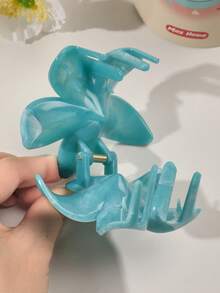 1个波西米亚风蓝色渐变大理石花朵发爪夹，适合海滩、度假等场合佩戴，花朵发夹，秋冬夏季配饰 - 彩色 - 查看 4