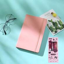 A5 Strap Notebook, PU Hard Leather, Simple Design, Thick Skin Feeling, Ballpoint Pen Set, Business Book, Conference Book, Office Notebook, Student Diary, Student Supplies, Back To School, School Supplies, Taking Notes, Learning Writing, Work Book, Office Book