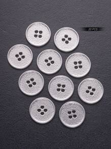 10pcs/Set Flat Round 4-Hole Resin Metal Buttons, Decoration For Coat, Sweater, School Uniform, Suit, DIY Sewing Accessories