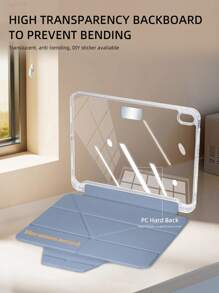 1pc Acrylic Y-Fold Flat Tablet Case, Customizable Text Design, Suitable For IPad Mini6/Mini7/9.7/10.2/10.5/Air4/Air5/10th/10.9/Pro11/Air11(M2)/Pro11(M4)/IPad Air 11-Inch (M3) 2025/Apple IPad(2025), Magnetic Closure, Multi-Angle Stand, Pencil Holder, Transparent Acrylic Back Cover, Sleep/Wake Function, Casual/Minimalist/Blue Tablet Sleeve - Lavender - View 7